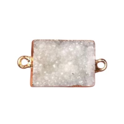 Charm Conector cuadrado Drusa de cuarzo blanco